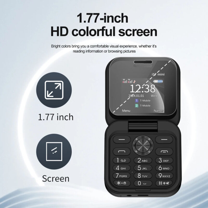 Mini Téléphone à Clapet i16 | Double SIM | Écran HD 1,77" | Compact, Léger et Élégant