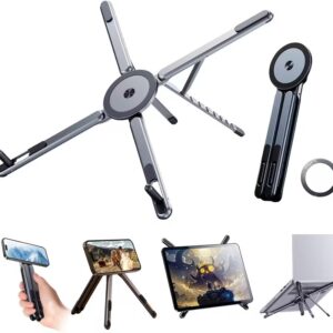 Support Multifonction Pliable 4-en-1 pour Smartphone, Tablette et Ordinateur Portable