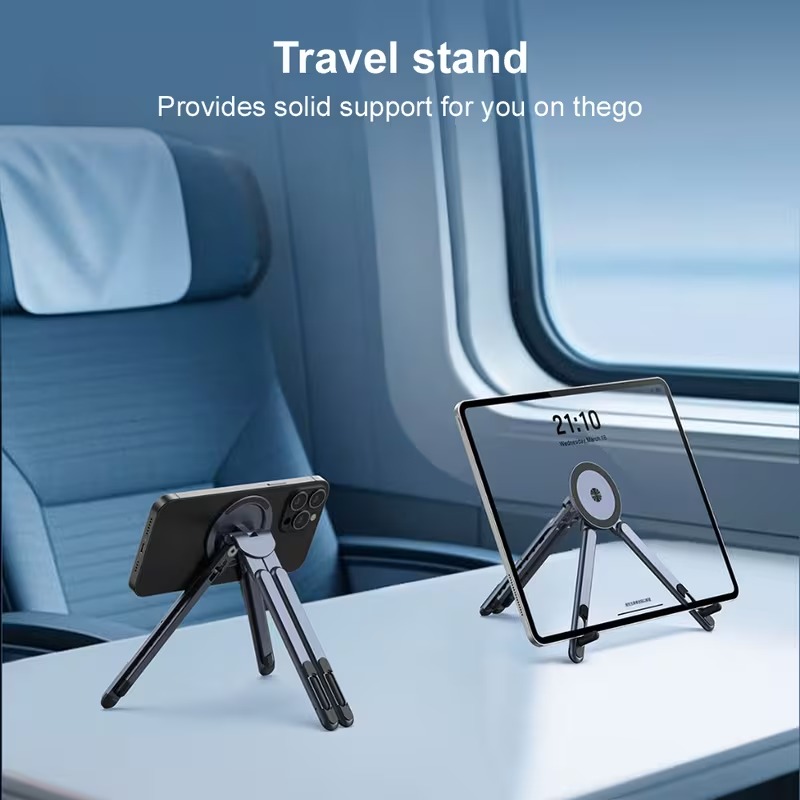 Support Multifonction Pliable 4-en-1 pour Smartphone, Tablette et Ordinateur Portable