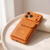 imgi_172_il_fullxfull.8178122908_61fl Personalized Leather Case With Card Holder for iPhone 17 Pro, iPhone 16 15 14 13, Monogram Engraved Vegan Leather Phone cases, Gift idea