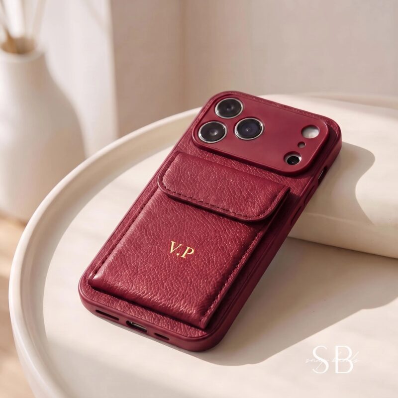 imgi_173_il_fullxfull.8243218177_tnud Personalized Leather Case With Card Holder for iPhone 17 Pro, iPhone 16 15 14 13, Monogram Engraved Vegan Leather Phone cases, Gift idea
