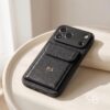 imgi_175_il_fullxfull.8178124466_iga9 Personalized Leather Case With Card Holder for iPhone 17 Pro, iPhone 16 15 14 13, Monogram Engraved Vegan Leather Phone cases, Gift idea